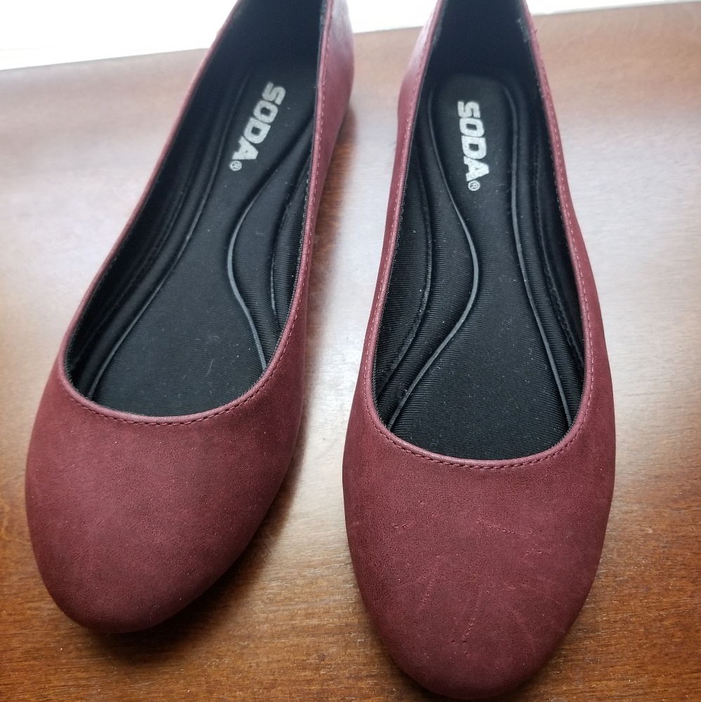 Burgundy flats